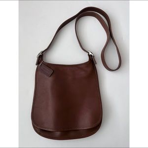 Vintage Coach Slim Saddle Shoulder Bag 9135 Brown Leather Flap Crossbody Purse